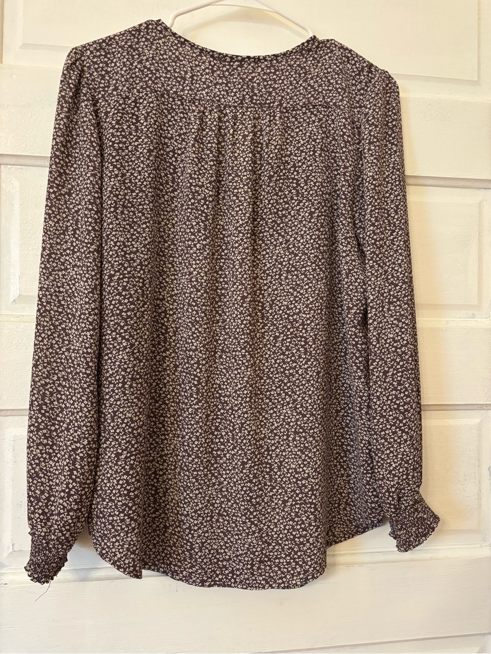 fun 2 fun Purple Micro Floral V-Neck Blouse - Picture 4 of 6